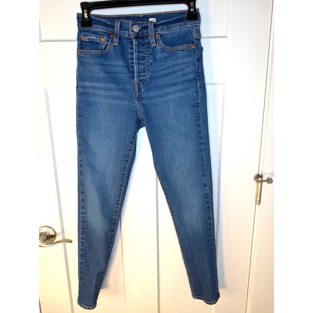 Levis 501 Skinny Jeans Womens 25 Medium Wash High Rise Button Fly Classic Denim - Picture 2 of 8